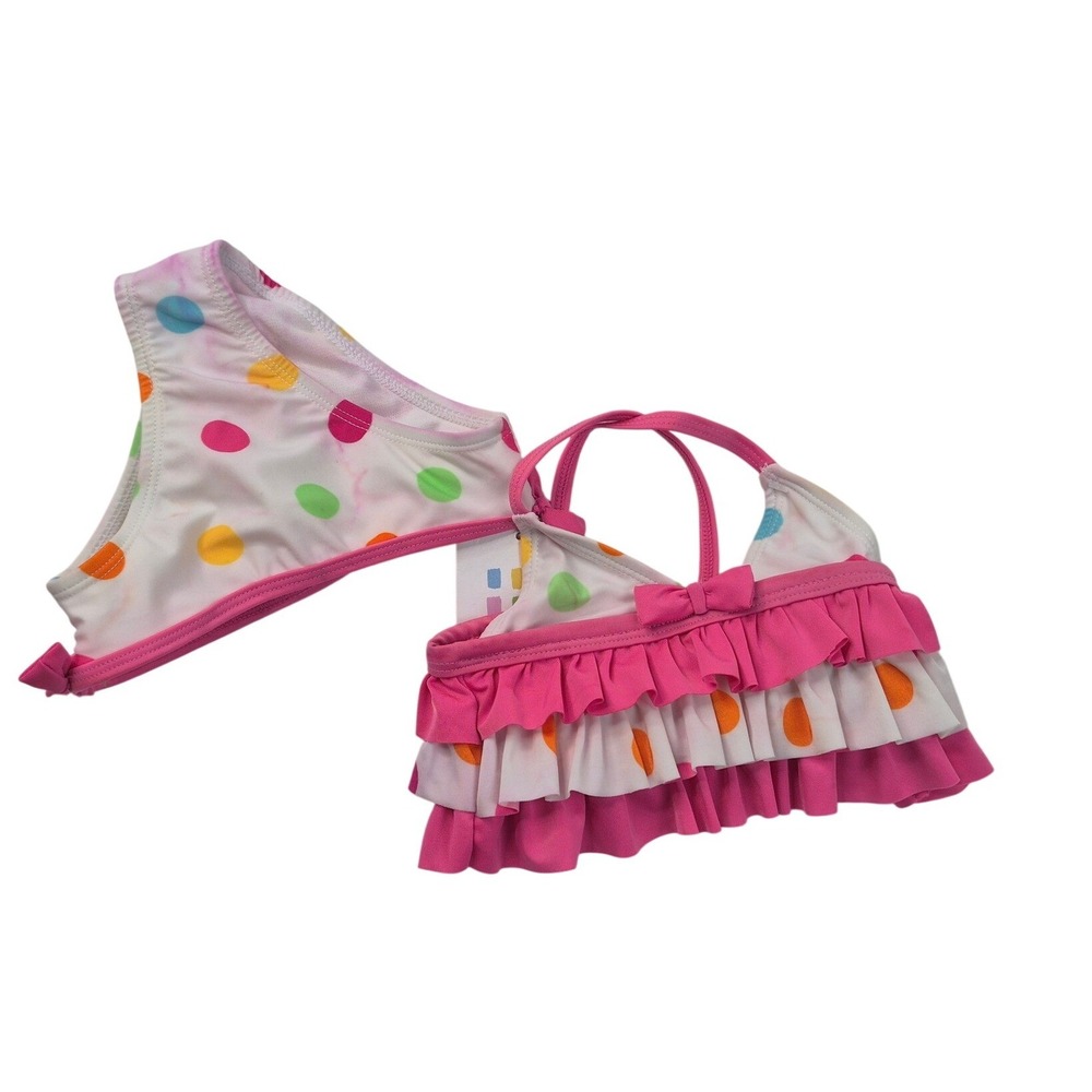Absorba Swimsuit Girls‎ 12M Pink New Polka Dot Ruffle Bikini Two-Piece Set